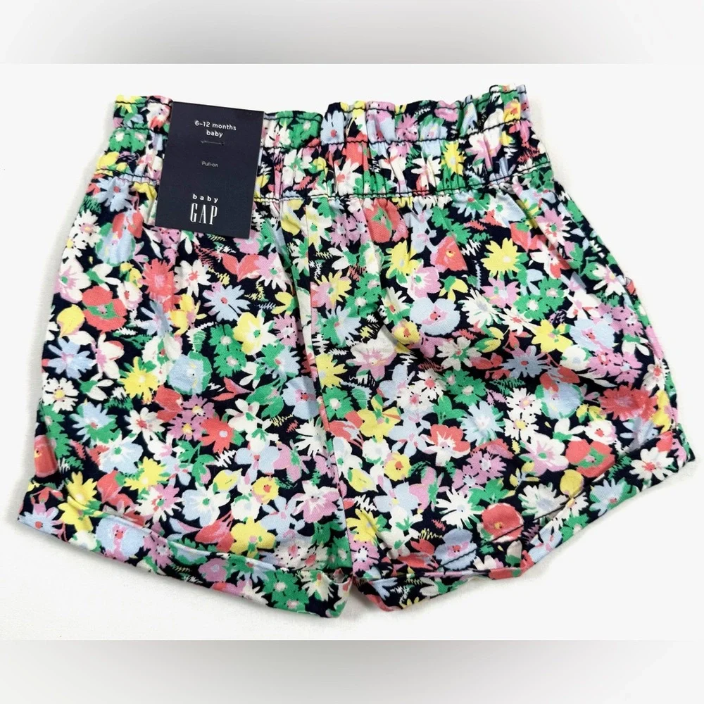 NWT BABY GAP Baby Girls’‎ Floral Elastic Waist Pull-On Shorts Boho Preppy 6-12M